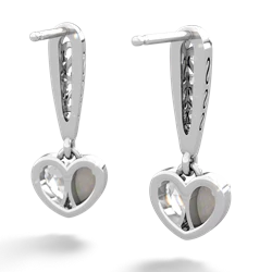 Opal Filligree Heart 14K White Gold earrings E5070