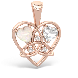 Opal Celtic Trinity Heart 14K Rose Gold pendant P5331