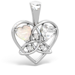 Opal Celtic Trinity Heart 14K White Gold pendant P5331