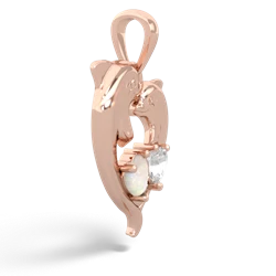 Opal Dolphin Heart 14K Rose Gold pendant P5820