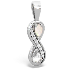 Opal Diamond Infinity 14K White Gold pendant P5390