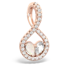 Opal Pave Twist 'One Heart' 14K Rose Gold pendant P5360