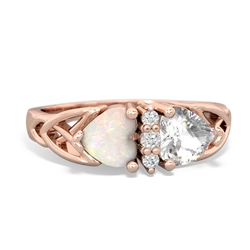 Opal Celtic Knot Double Heart 14K Rose Gold ring R5040