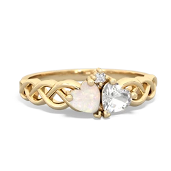 Opal Heart To Heart Braid 14K Yellow Gold ring R5870