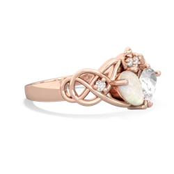 Opal 'One Heart' Celtic Knot Claddagh 14K Rose Gold ring R5322