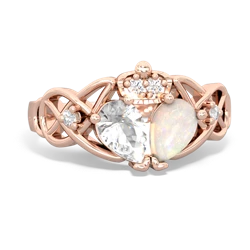 Opal 'One Heart' Celtic Knot Claddagh 14K Rose Gold ring R5322