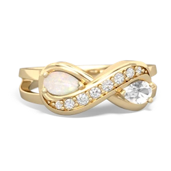 Opal Diamond Infinity 14K Yellow Gold ring R5390