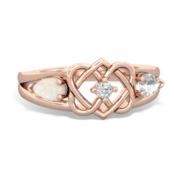 Opal Hearts Intertwined 14K Rose Gold ring R5880