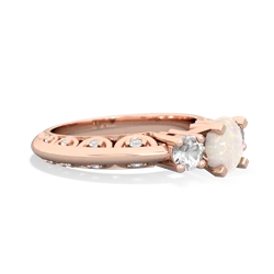 Opal Art Deco Eternal Embrace Engagement 14K Rose Gold ring C2003