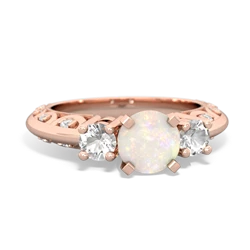 Opal Art Deco Eternal Embrace Engagement 14K Rose Gold ring C2003