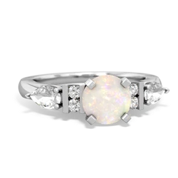 Opal 6Mm Round Eternal Embrace Engagement 14K White Gold ring R2005