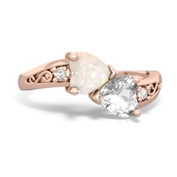 Opal Snuggling Hearts 14K Rose Gold ring R2178