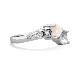 Opal Snuggling Hearts 14K White Gold ring R2178