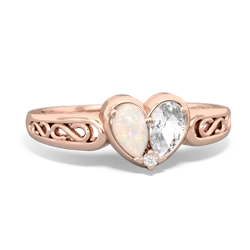 Opal Filligree 'One Heart' 14K Rose Gold ring R5070