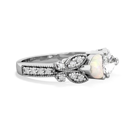 Opal Diamond Butterflies 14K White Gold ring R5601