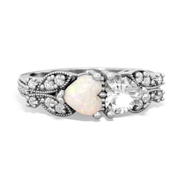 Opal Diamond Butterflies 14K White Gold ring R5601