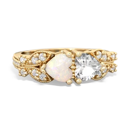 Opal Diamond Butterflies 14K Yellow Gold ring R5601