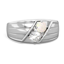 Opal Men's Streamline 14K White Gold ring R0460