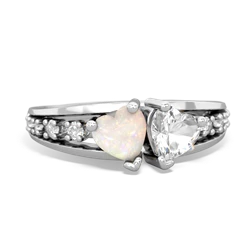 Opal Heart To Heart 14K White Gold ring R3342