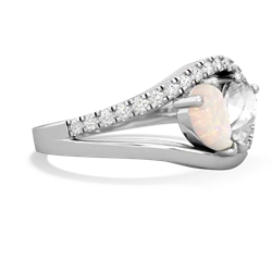 Opal Nestled Heart Keepsake 14K White Gold ring R5650