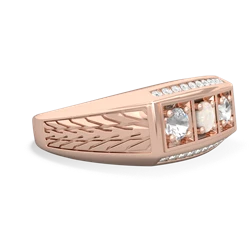 Opal Three Stone Tire Tread Men's 14K Rose Gold ring R0520