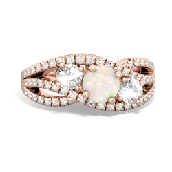 Opal Three Stone Aurora 14K Rose Gold ring R3080