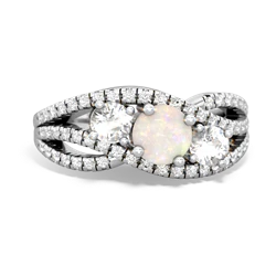 Opal Three Stone Aurora 14K White Gold ring R3080