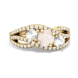 Opal Three Stone Aurora 14K Yellow Gold ring R3080