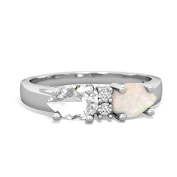 Opal Pear Bowtie 14K White Gold ring R0865