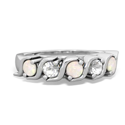 Opal Anniversary Band 14K White Gold ring R2089