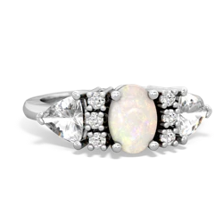 Opal Antique Style Three Stone 14K White Gold ring R2186