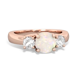 Opal Three Stone Round Trellis 14K Rose Gold ring R4018