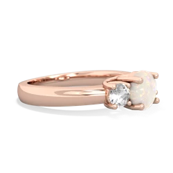 Opal Three Stone Round Trellis 14K Rose Gold ring R4018