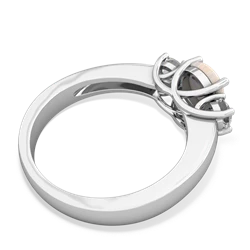 Opal Three Stone Round Trellis 14K White Gold ring R4018