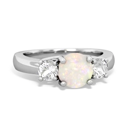 Opal Three Stone Round Trellis 14K White Gold ring R4018