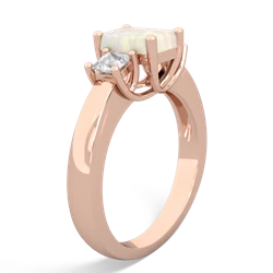 Opal Three Stone Emerald-Cut Trellis 14K Rose Gold ring R4021