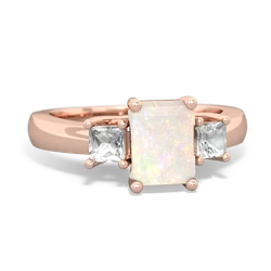 Opal Three Stone Emerald-Cut Trellis 14K Rose Gold ring R4021