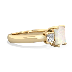 Opal Three Stone Emerald-Cut Trellis 14K Yellow Gold ring R4021