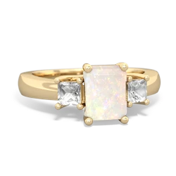 Opal Three Stone Emerald-Cut Trellis 14K Yellow Gold ring R4021