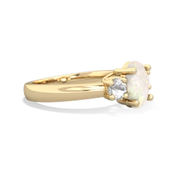 Opal Three Stone Oval Trellis 14K Yellow Gold ring R4024