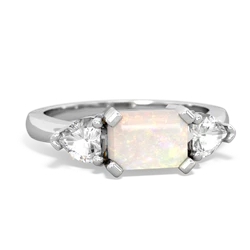 Opal Three Stone 14K White Gold ring R5235