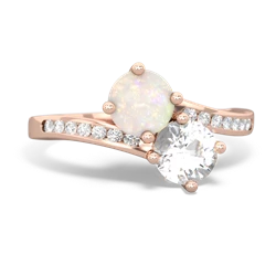 Opal Channel Set Two Stone 14K Rose Gold ring R5303