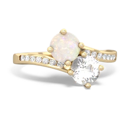 Opal Channel Set Two Stone 14K Yellow Gold ring R5303