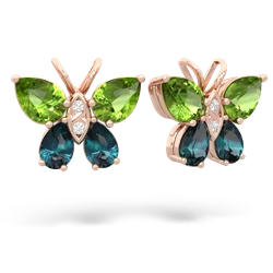 Peridot Butterfly 14K Rose Gold earrings E2215