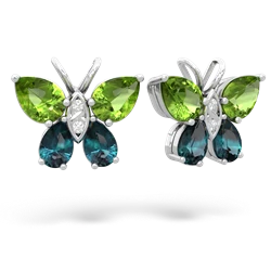 Peridot Butterfly 14K White Gold earrings E2215