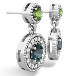 Peridot Halo Dangle 14K White Gold earrings E5319