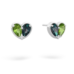 Peridot 'Our Heart' 14K White Gold earrings E5072