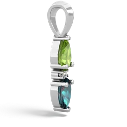 Peridot Bowtie Drop 14K White Gold pendant P0865