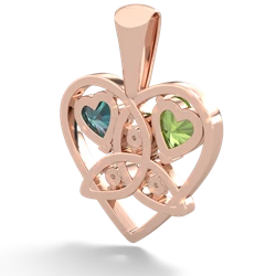 Peridot Celtic Trinity Heart 14K Rose Gold pendant P5331