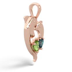 Peridot Dolphin Heart 14K Rose Gold pendant P5820